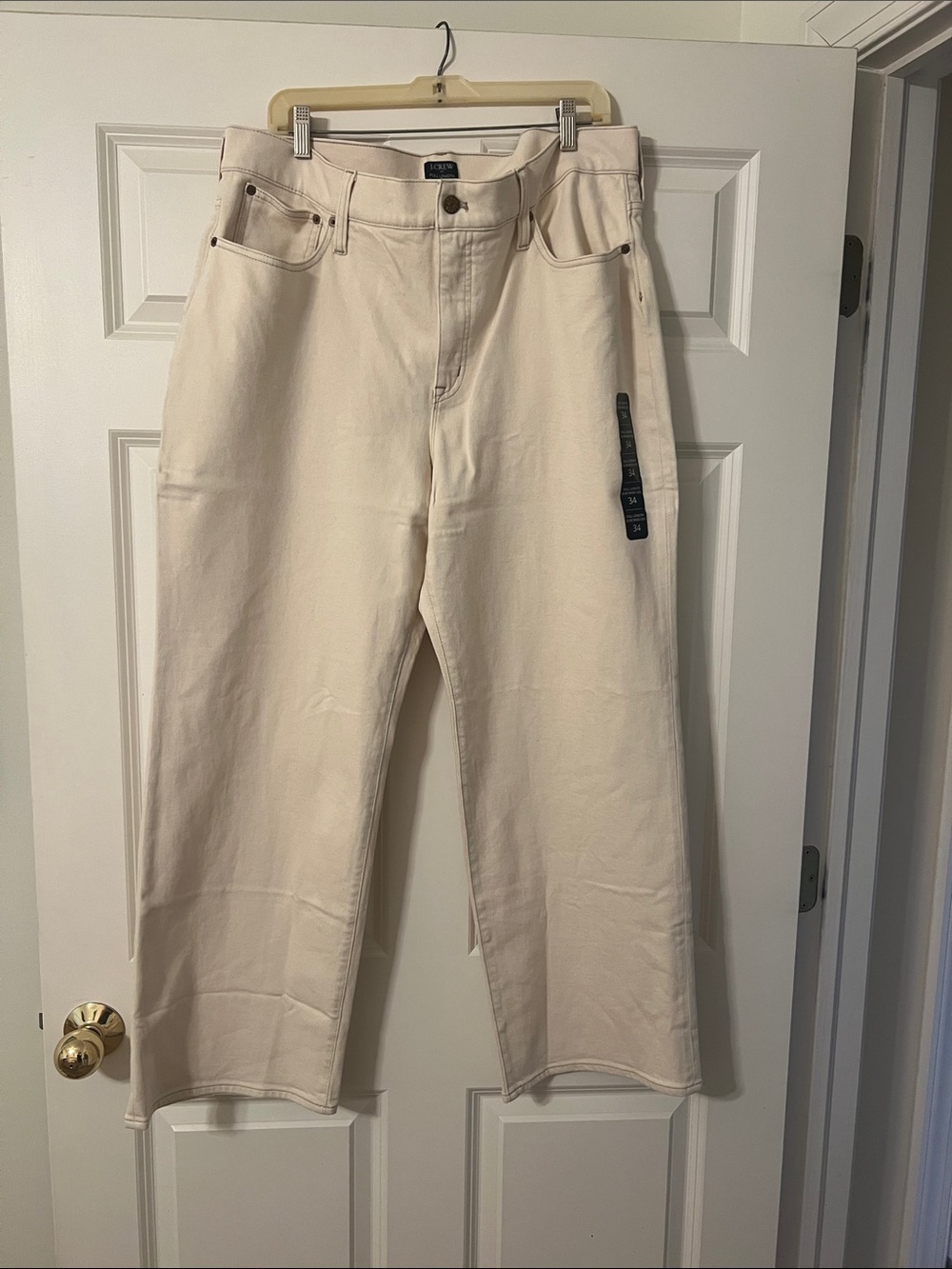J. Crew Factory Cream Wide-Leg Jeans